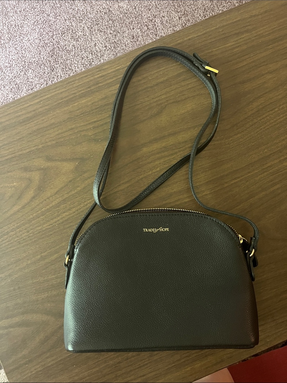 Trades of Hope Black Pebbled Leather Dome Crossbody